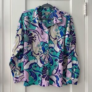 Spoon Jeans Paisley Print Long Sleeve Button Up Blouse, Size M